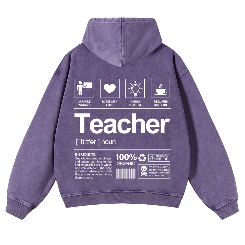 Teacher Washed Hoodie wearishow