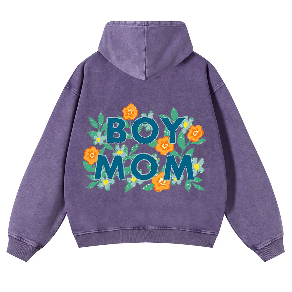 Boy Mom Washed Hoodie wearishow