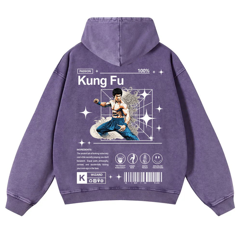 Kung Fu Washed Hoodie wearishow