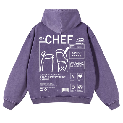 Chef Solid Color Unisex Washed Hoodie