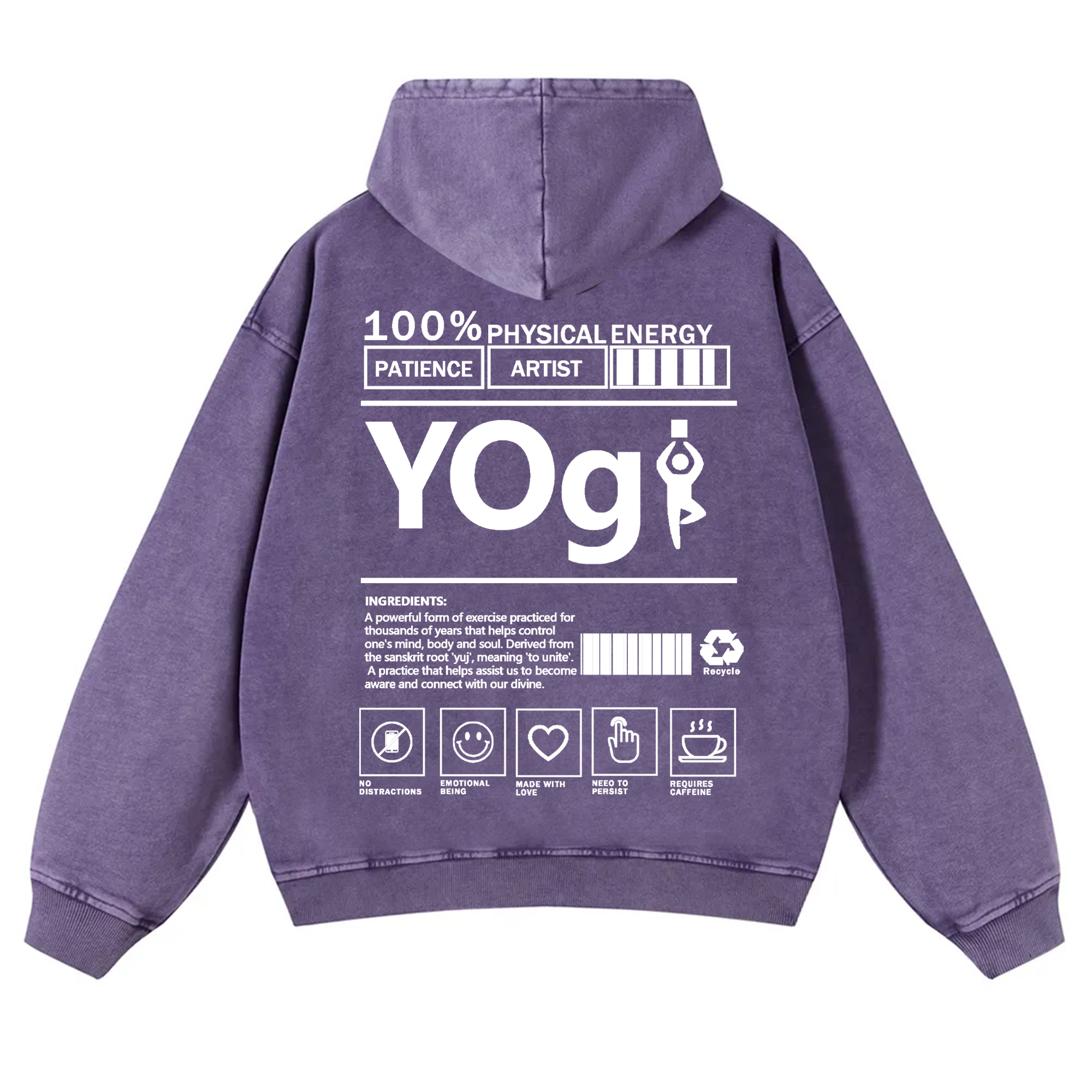 Yogi Solid Color Unisex Washed Hoodie