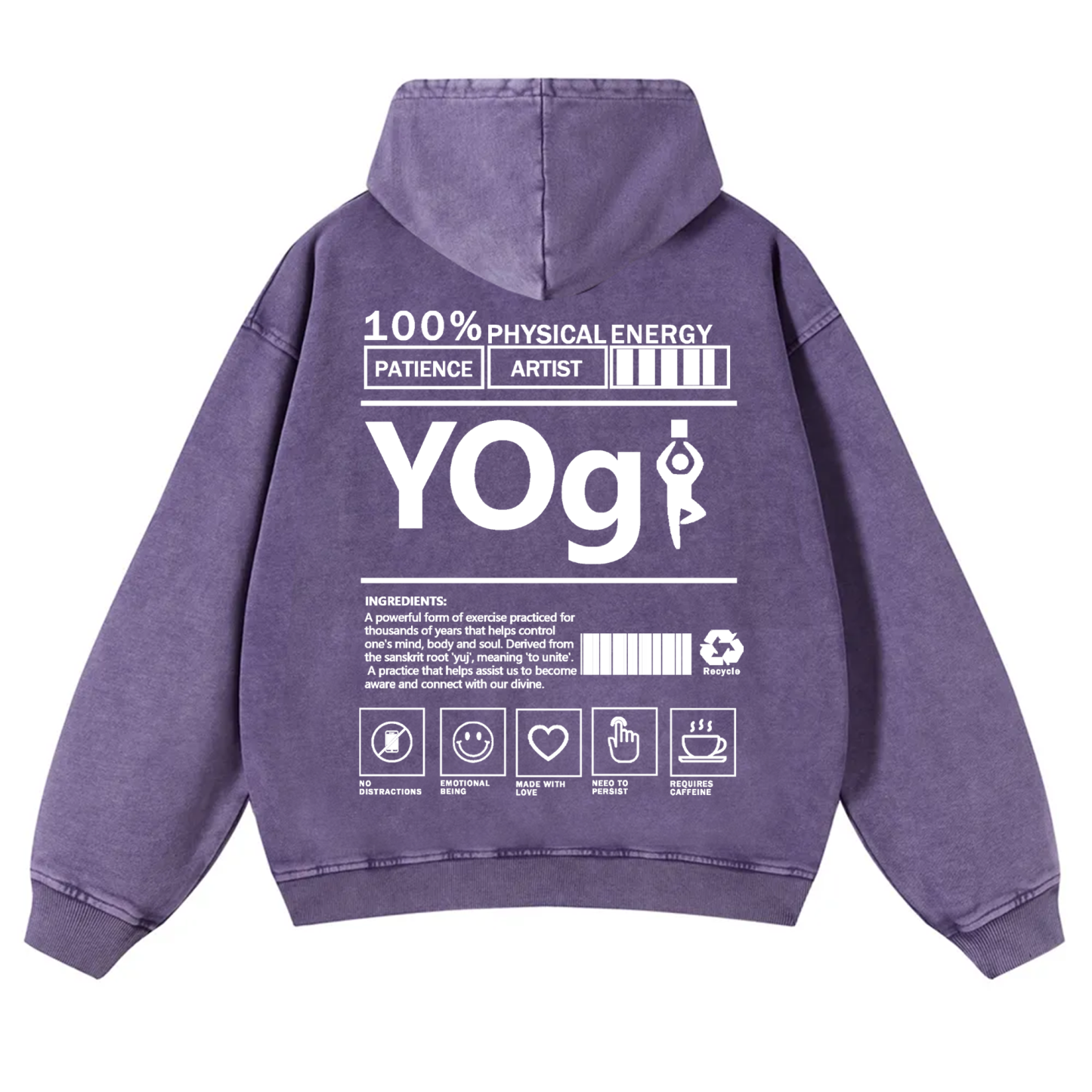 Yogi Solid Color Unisex Washed Hoodie