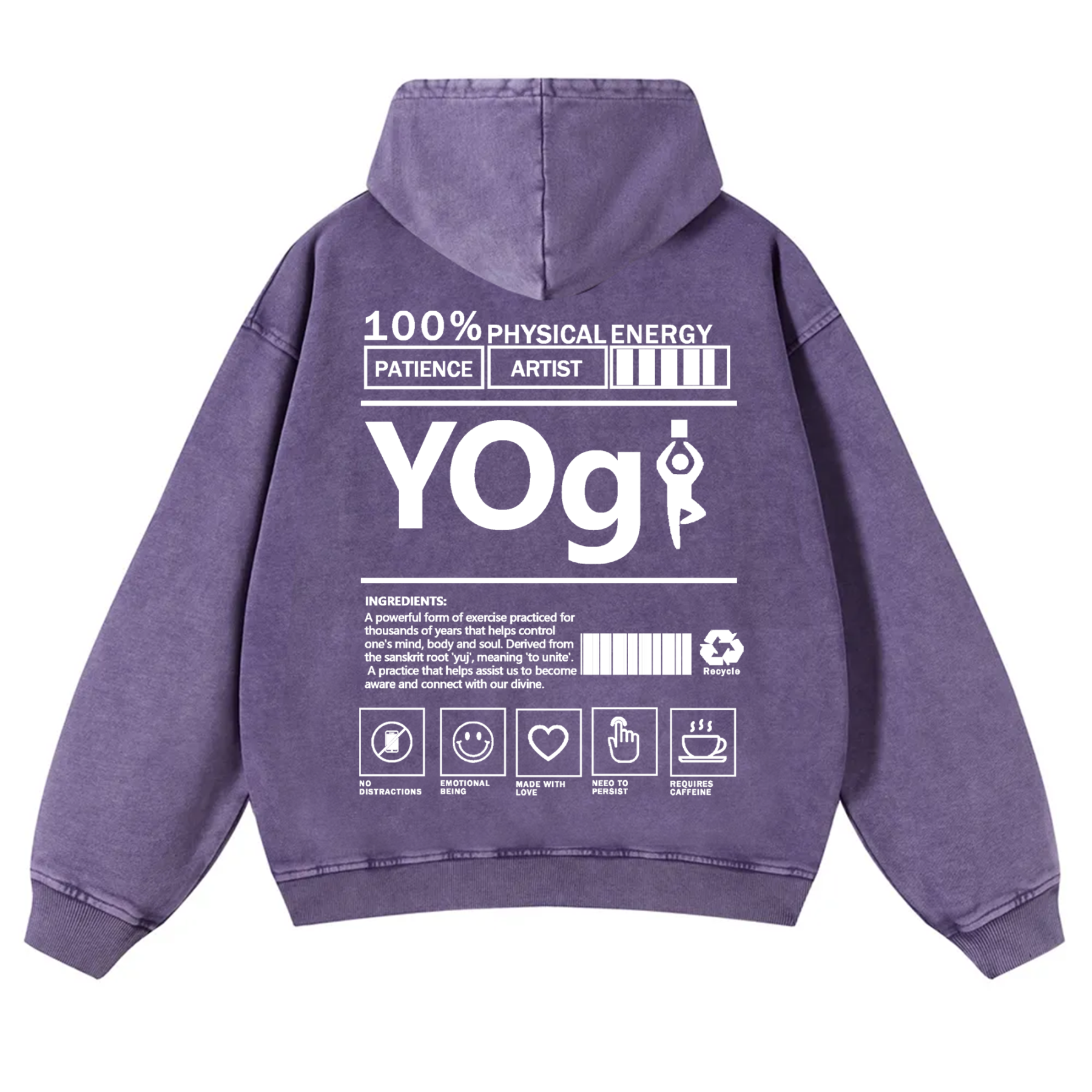 Yogi Solid Color Unisex Washed Hoodie