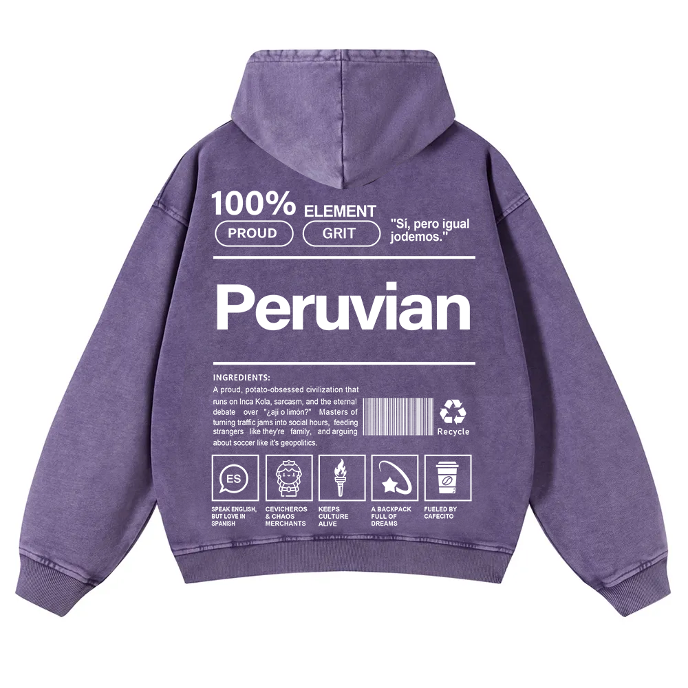 Peruvian Unisex Fit  Washed Hoodie wearishow