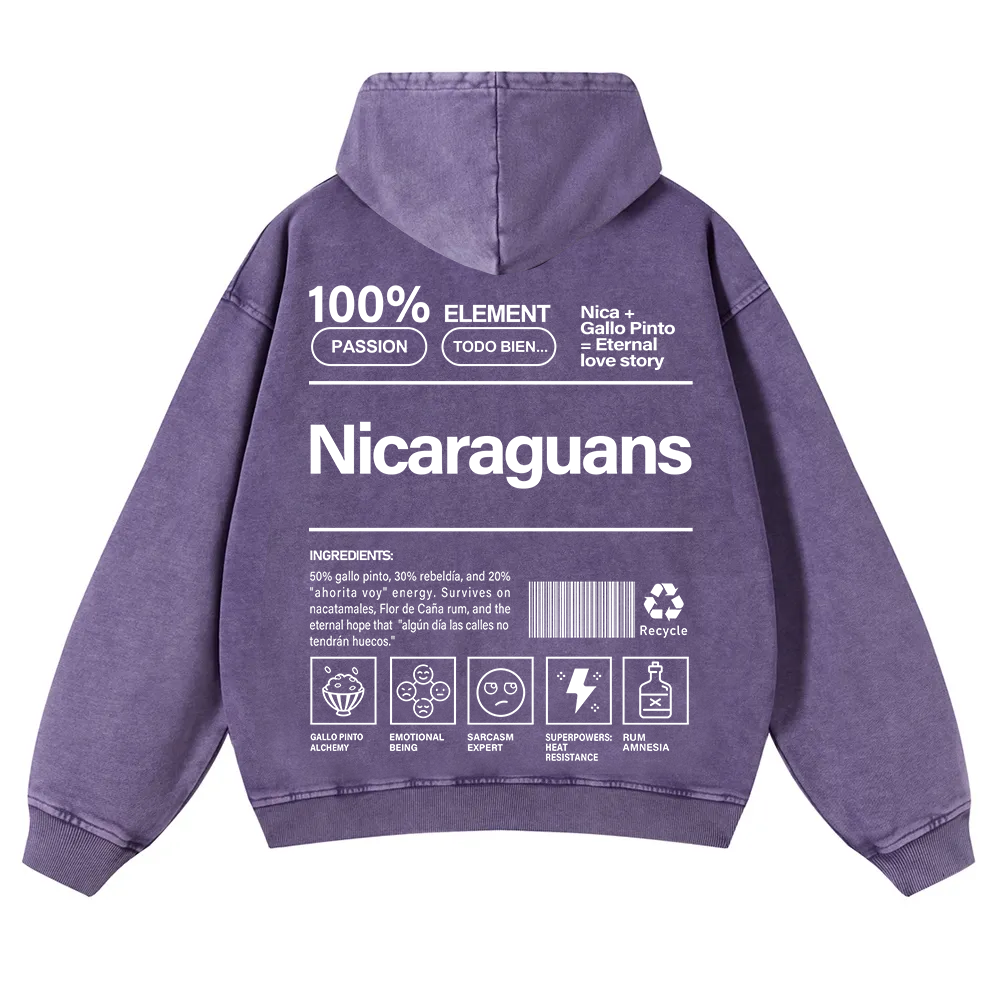 Nicaraguans Unisex Fit  Washed Hoodie wearishow