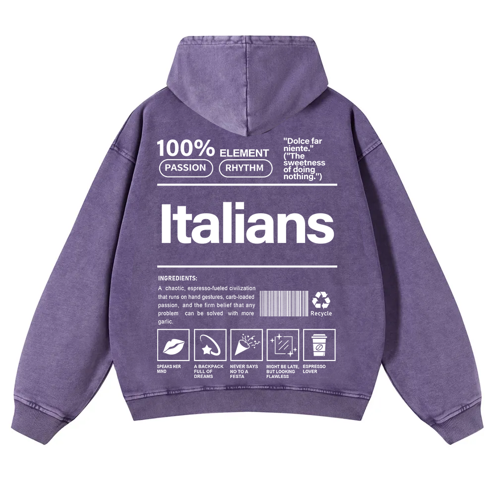 Italians Unisex Fit  Washed Hoodie wearishow