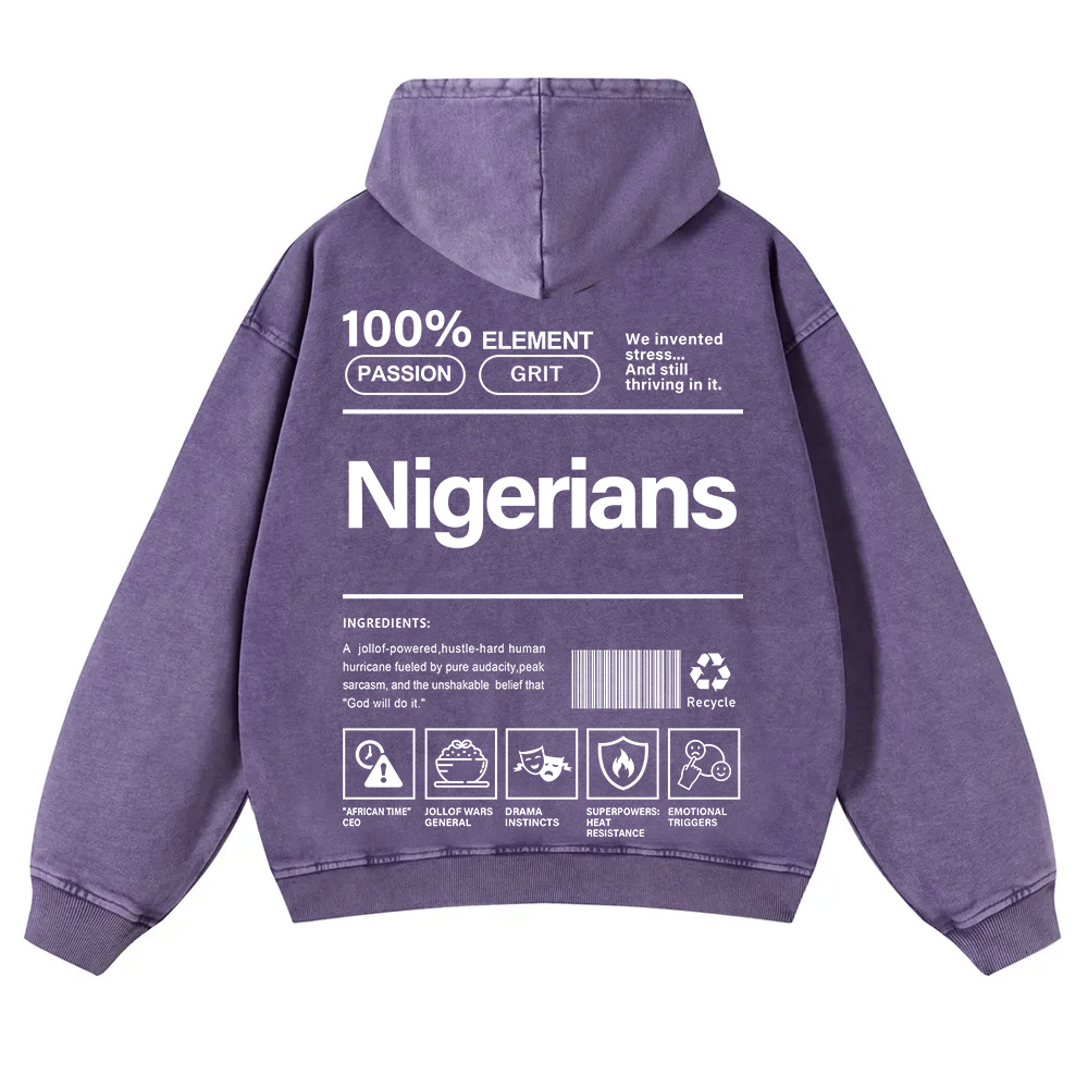 Nigerians Unisex Fit  Washed Hoodie wearishow