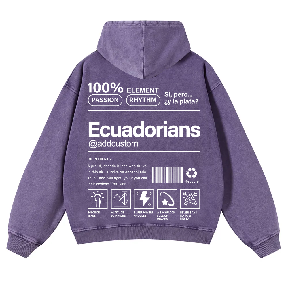 Ecuadorians Addcustom Unisex Fit  Washed Hoodie wearishow