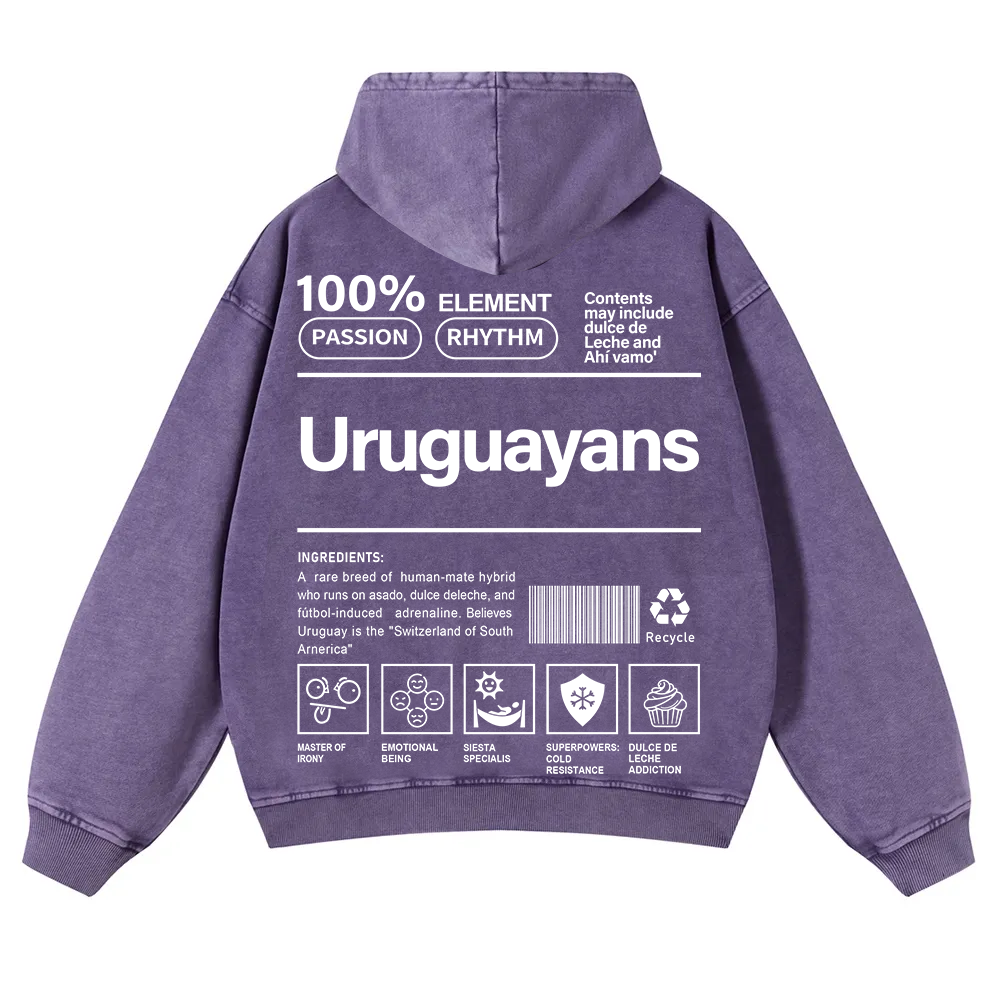 Uruguayans Unisex Fit  Washed Hoodie wearishow