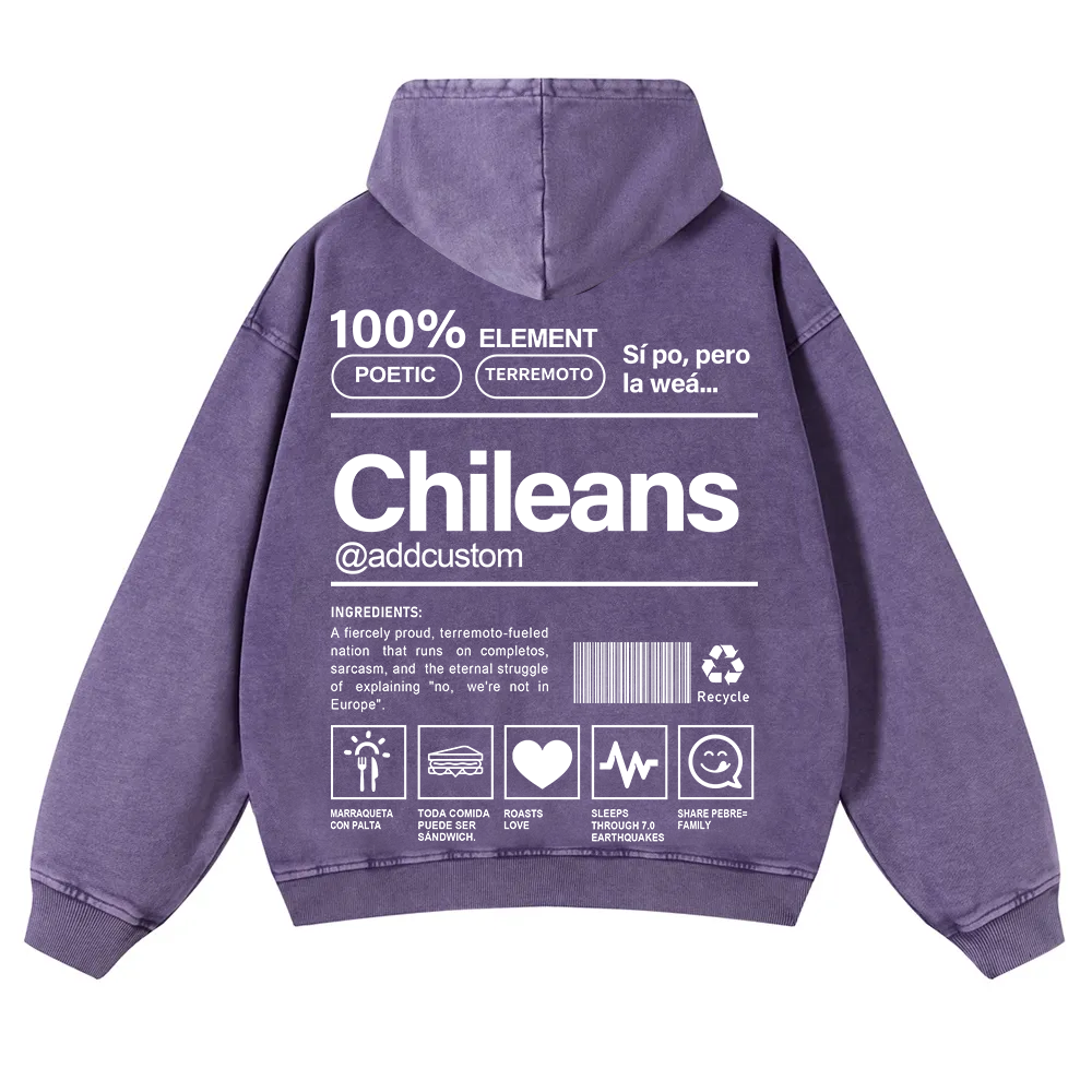 Chileans Addcustom Unisex Fit  Washed Hoodie wearishow