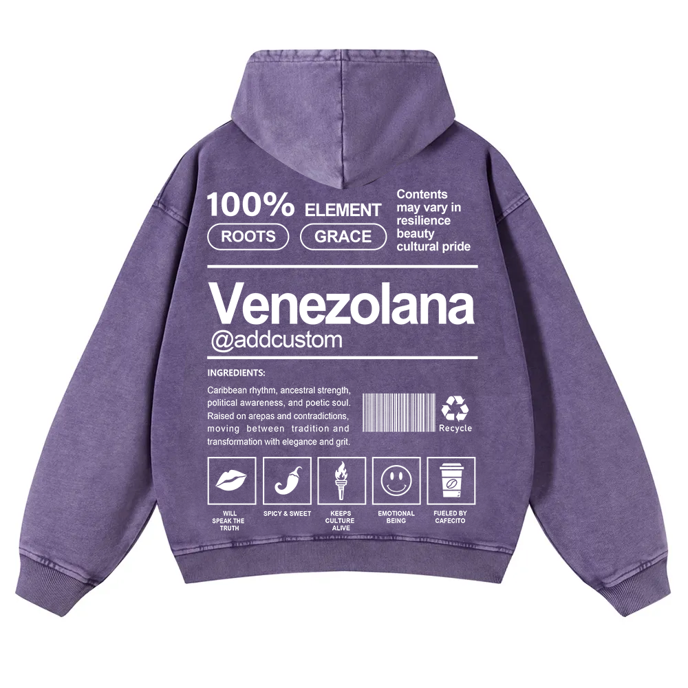 Venezolana Addcustom Unisex Fit  Washed Hoodie wearishow