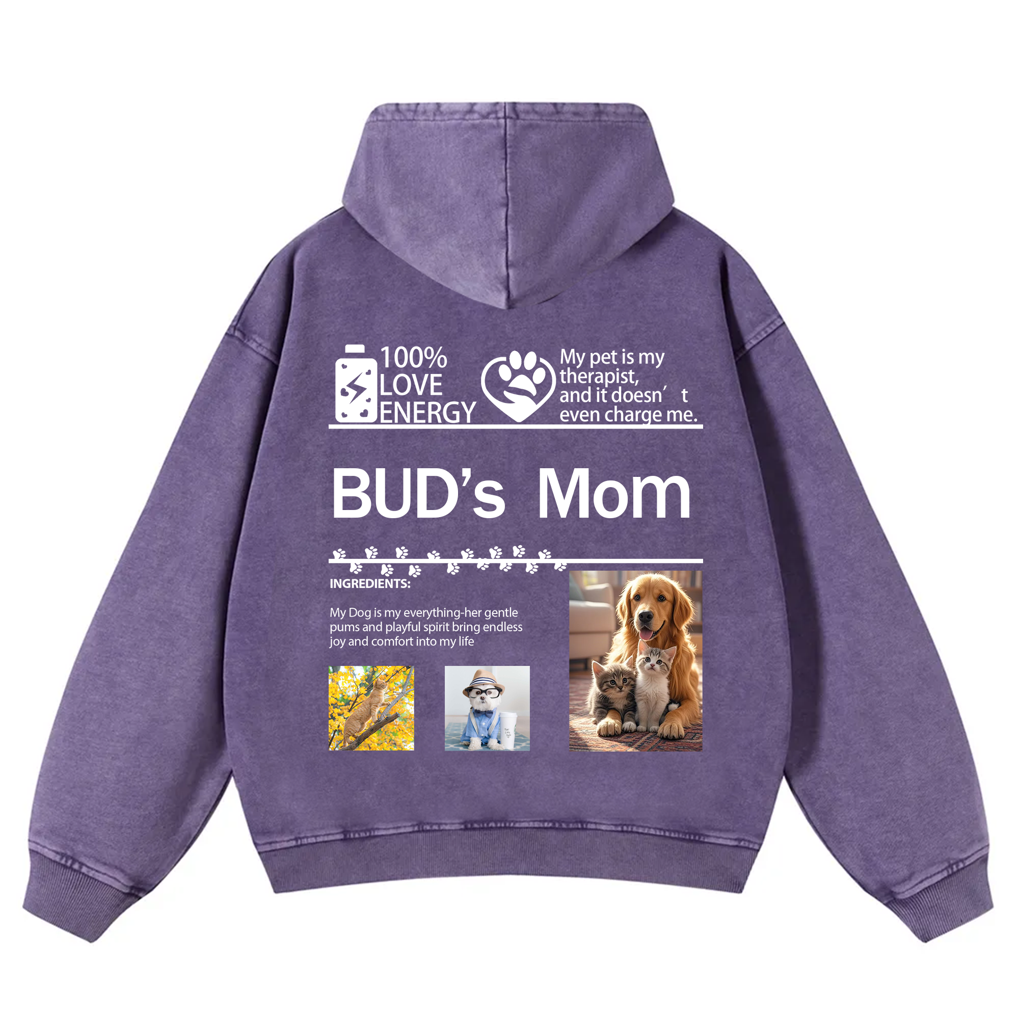 Pet Photo Creative Customized Unisex Washed Hoodie