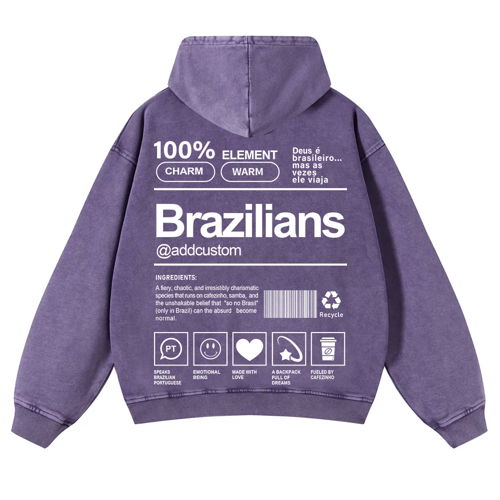 Brazilians Addcustom Unisex Fit  Washed Hoodie wearishow
