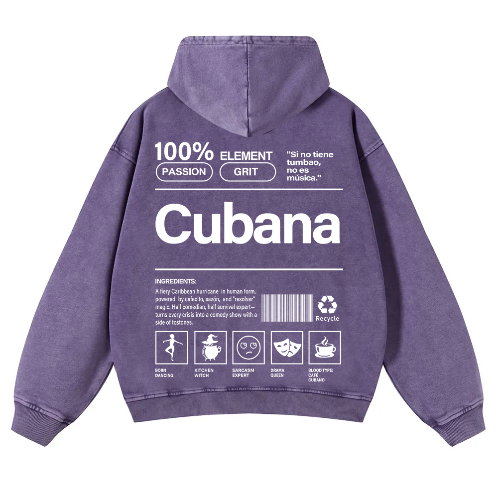 Cubana Unisex Fit  Washed Hoodie wearishow