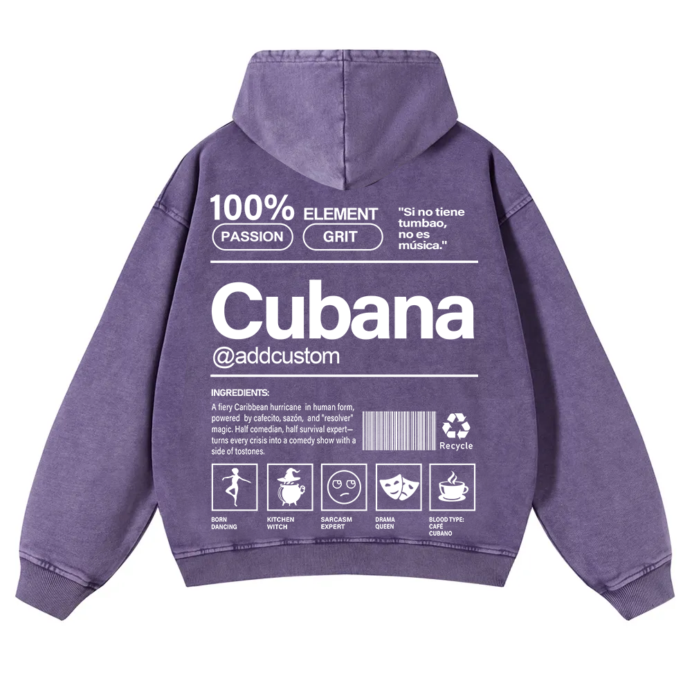 Cubana Addcustom Unisex Fit  Washed Hoodie wearishow
