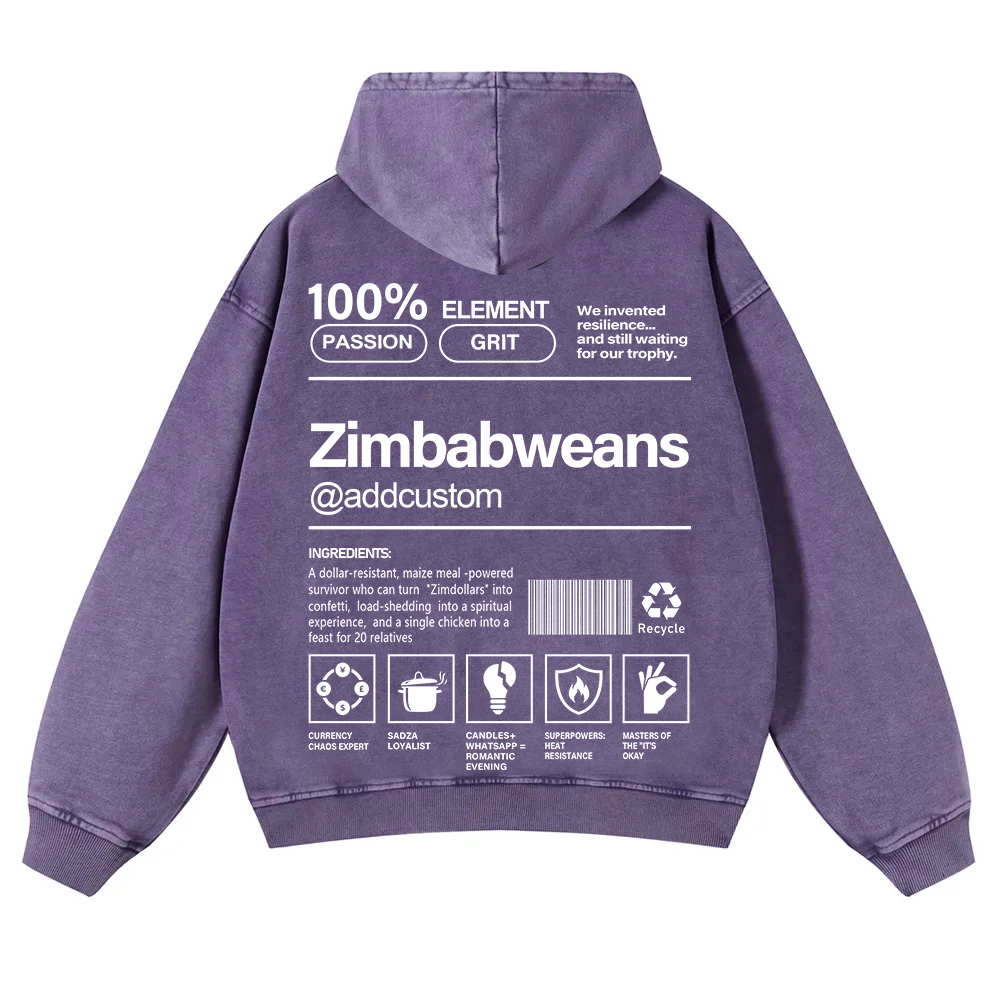 Zimbabweans Addcustom Unisex Fit  Washed Hoodie wearishow