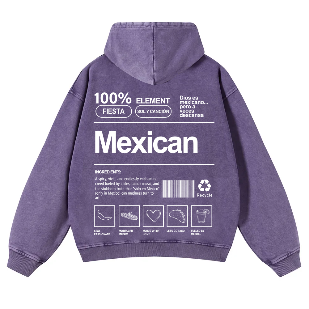 Mexican Unisex Fit  Washed Hoodie wearishow