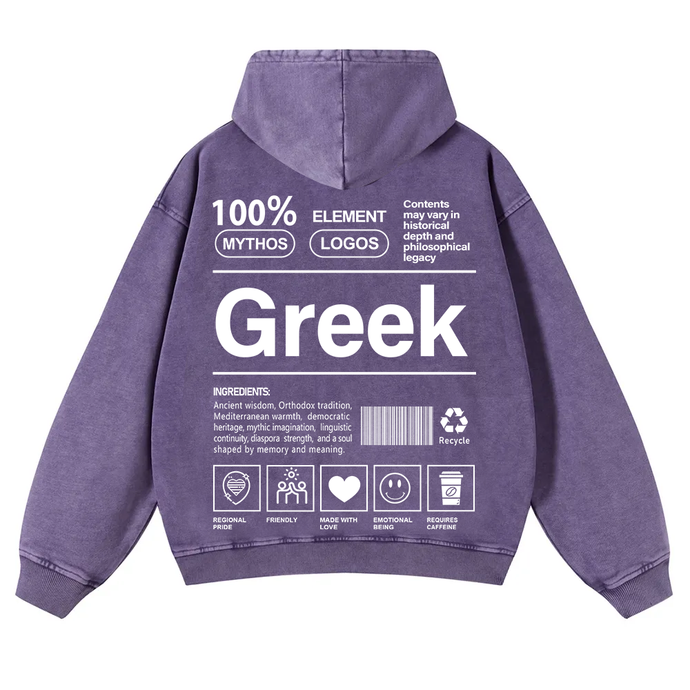 Greek Unisex Fit  Washed Hoodie wearishow