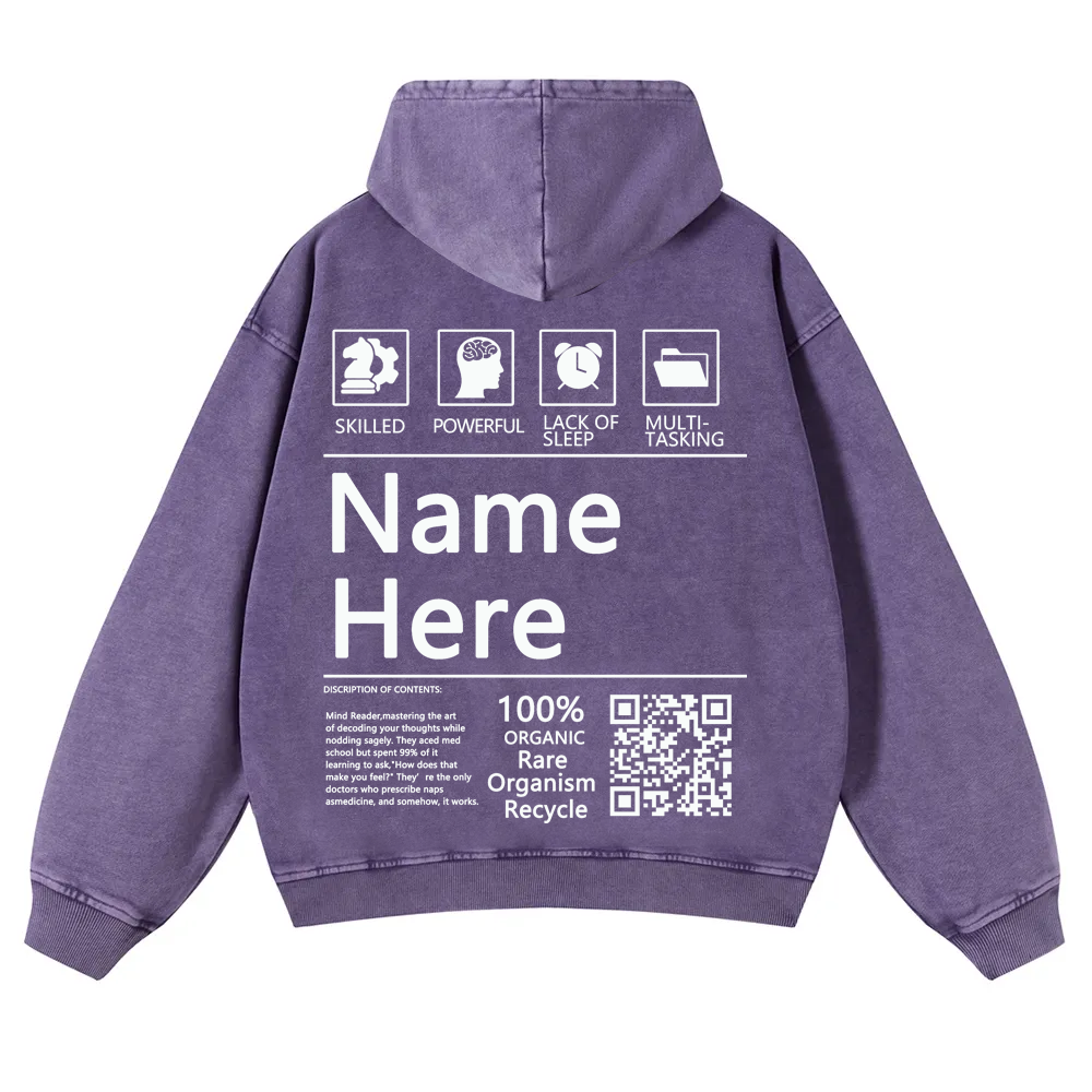 QR Code Customized Unisex Fit Washed Hoodie
