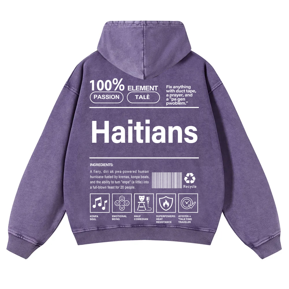 Haitians Unisex Fit  Washed Hoodie wearishow