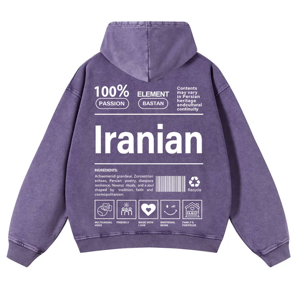 Iranian Unisex Fit  Washed Hoodie wearishow