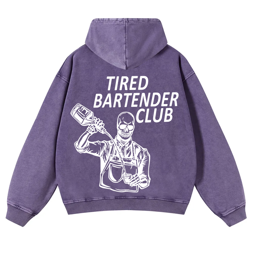 Tired Bartender Club Unisex Fit  Washed Hoodie wearishow