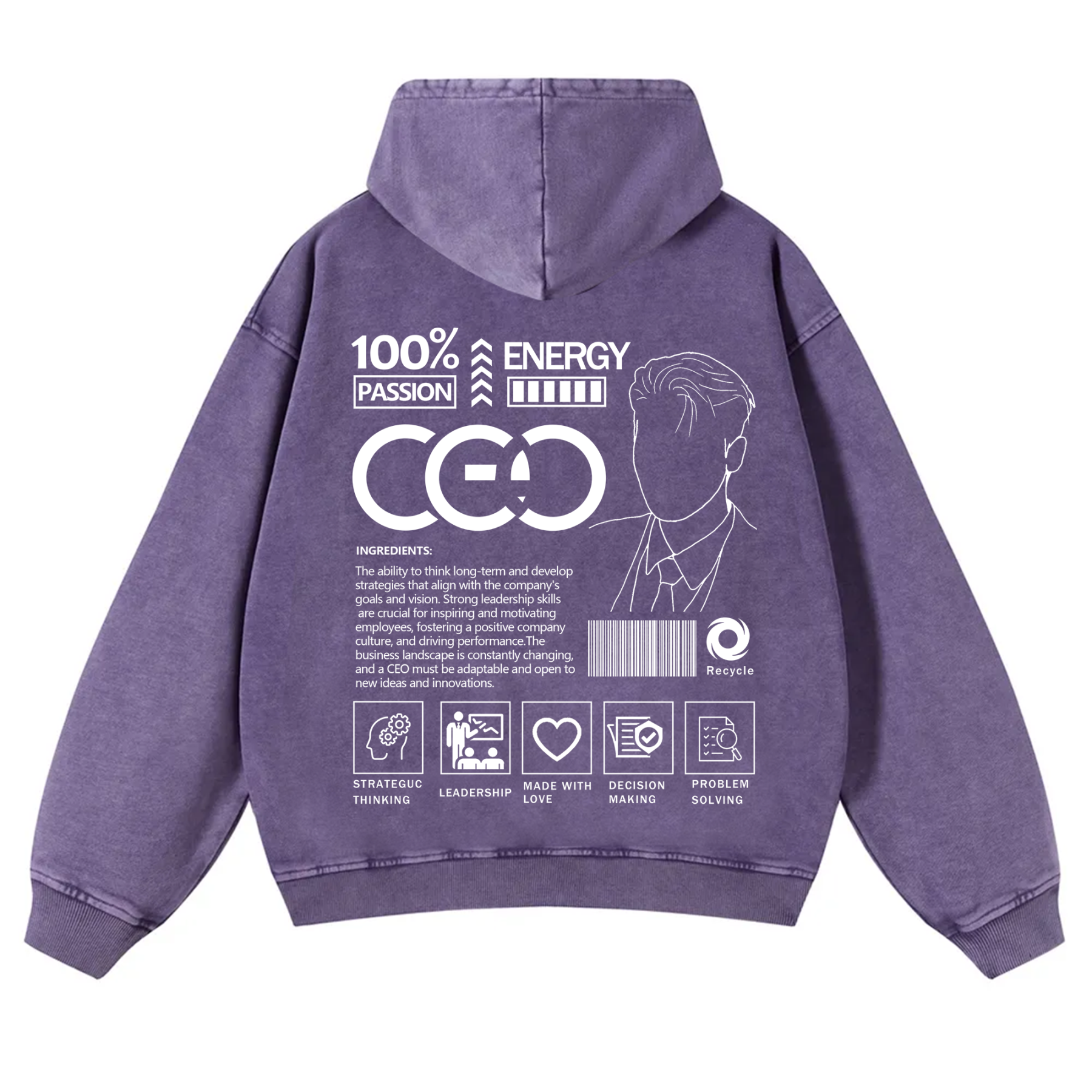 CEO  Unisex Fit Vintage Washed Hoodie