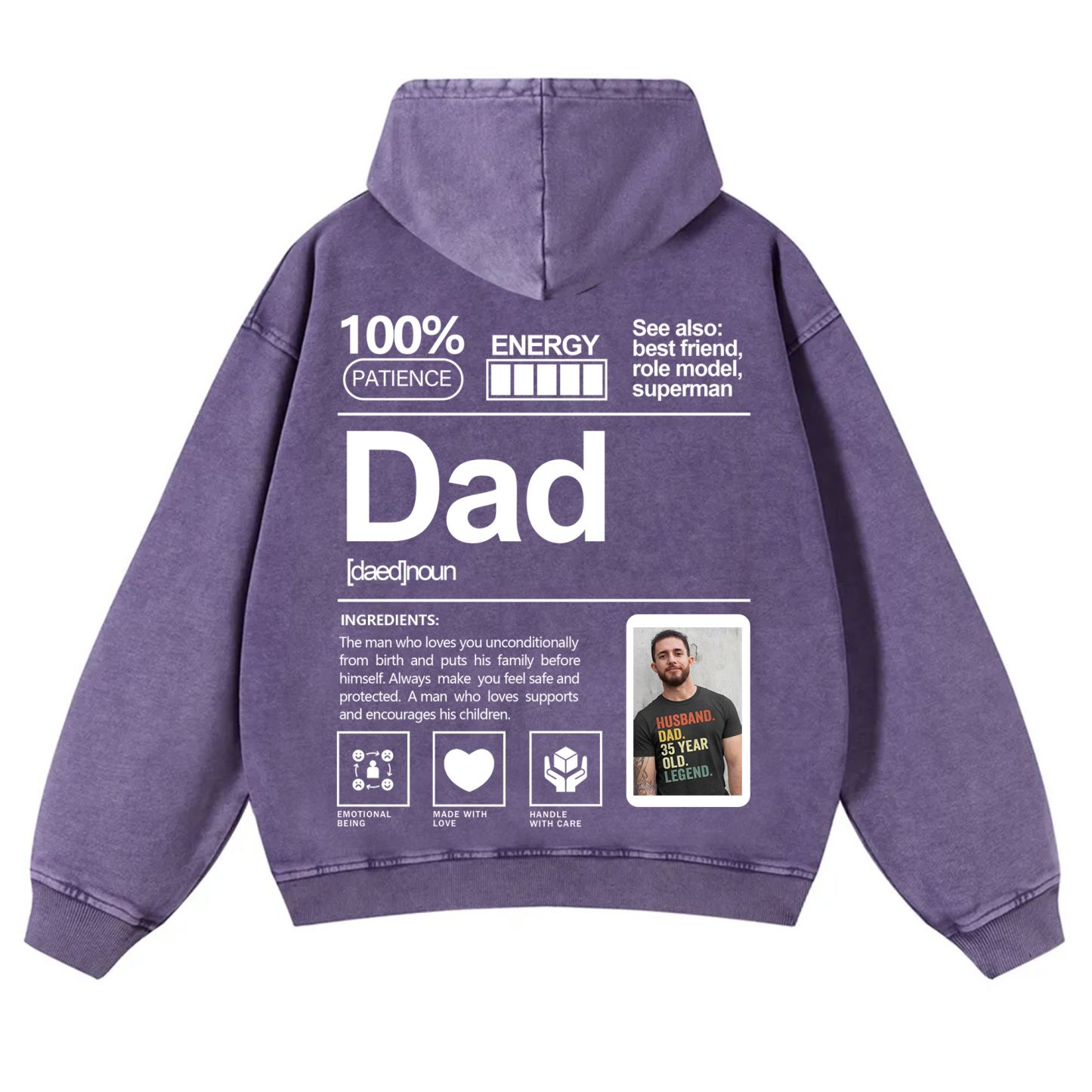 Addcustom Photo family Vintage Washed Hoodie