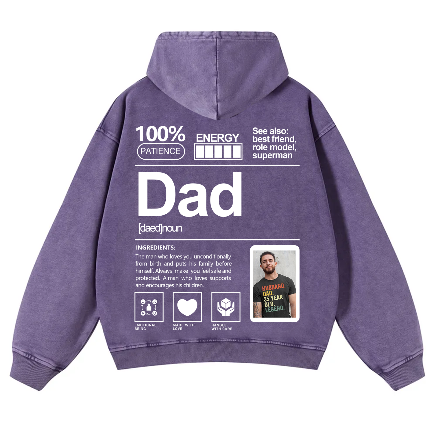 Addcustom Photo family Vintage Washed Hoodie