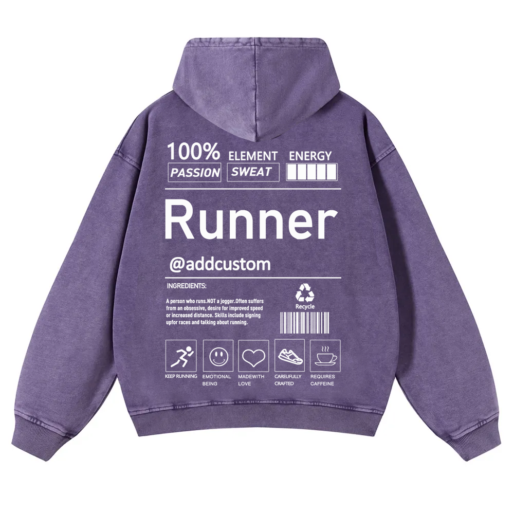Addcustom Runner Casual Washed Hoodie