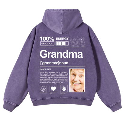 Addcustom Photo Grandma Vintage Washed Hoodie