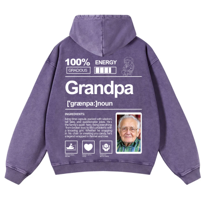 Addcustom Photo Grandpa Vintage Washed Hoodie