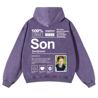 Addcustom Photo Son Vintage Washed Hoodie