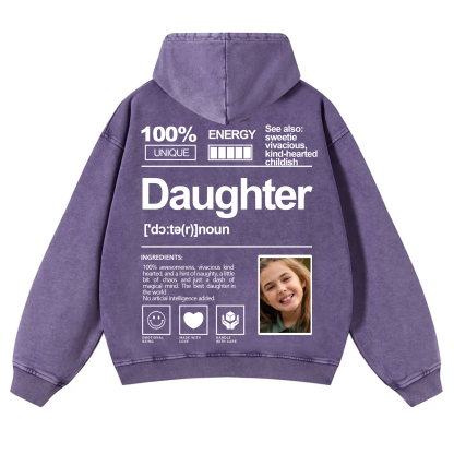 Addcustom Photo Daughter Vintage Washed Hoodie