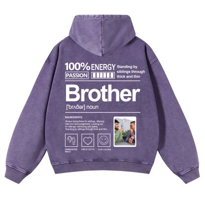 Addcustom Photo Brother Vintage Washed Hoodie