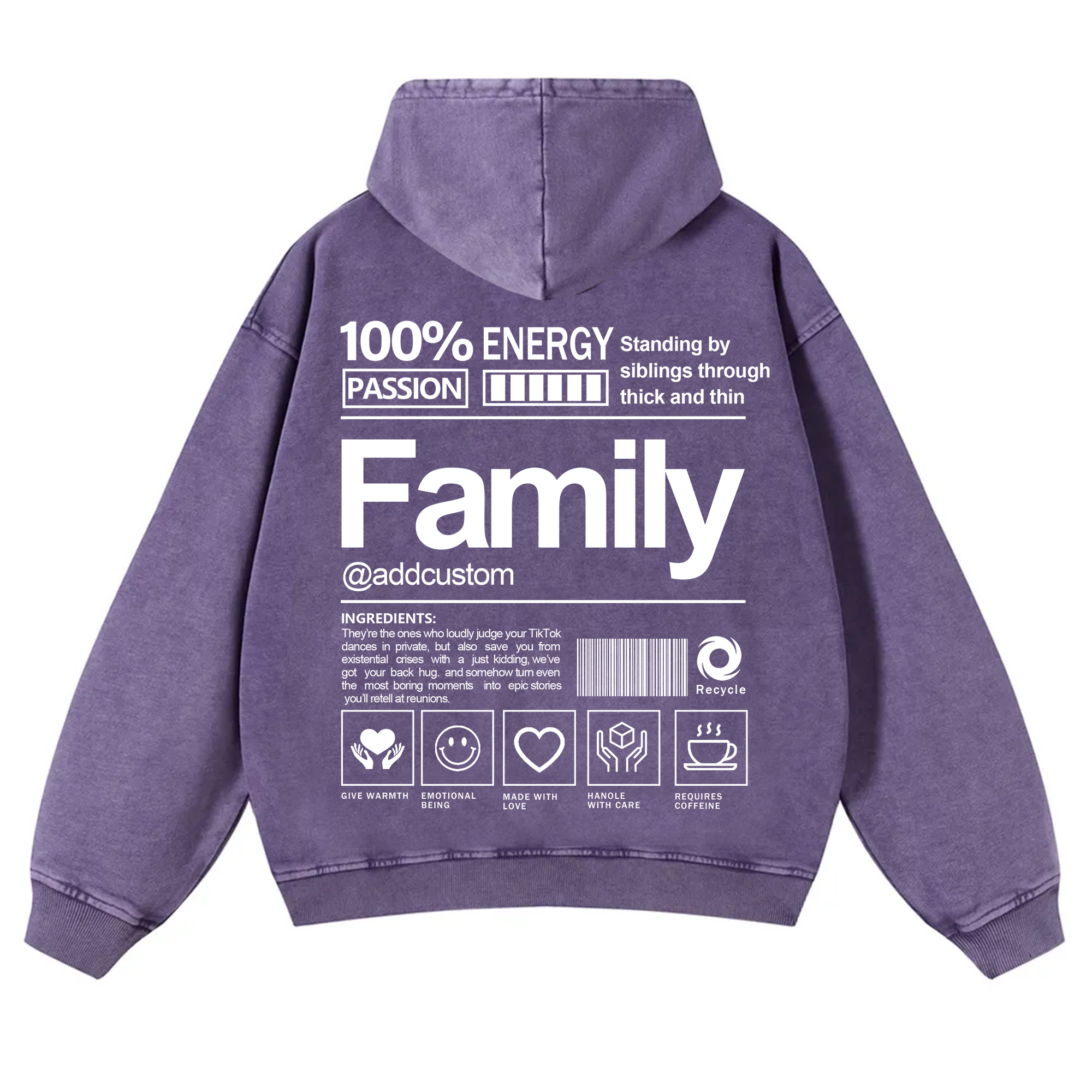 Family Addcustom  Vintage Washed Hoodie