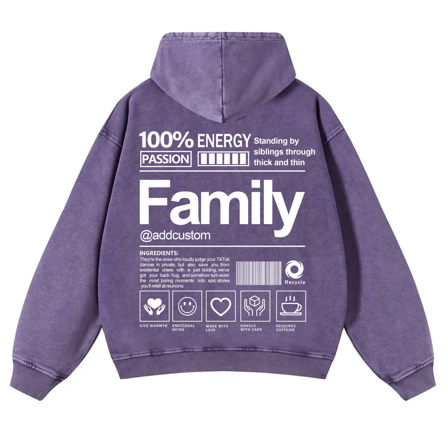 Family Addcustom  Vintage Washed Hoodie