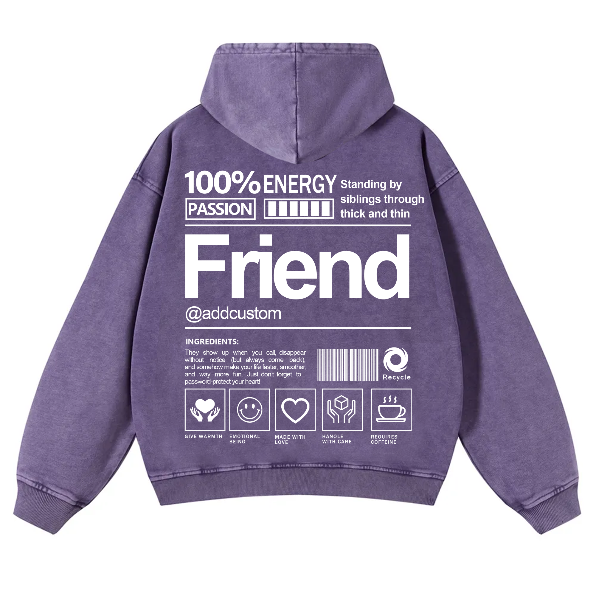 Friend Addcustom  Vintage Washed Hoodie