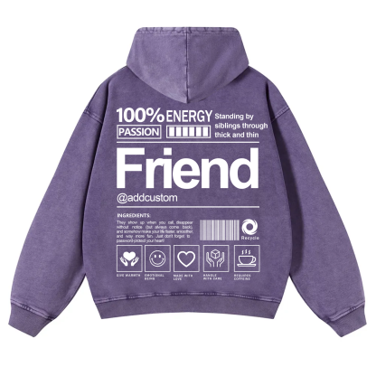 Friend Addcustom  Vintage Washed Hoodie
