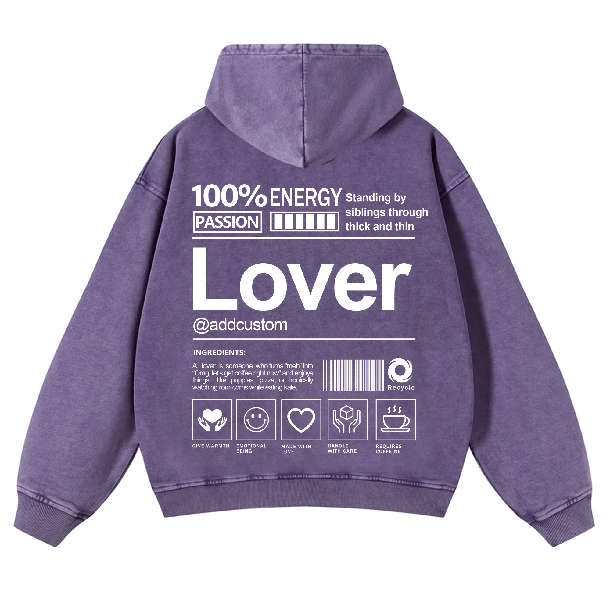 Lover Addcustom  Vintage Washed Hoodie