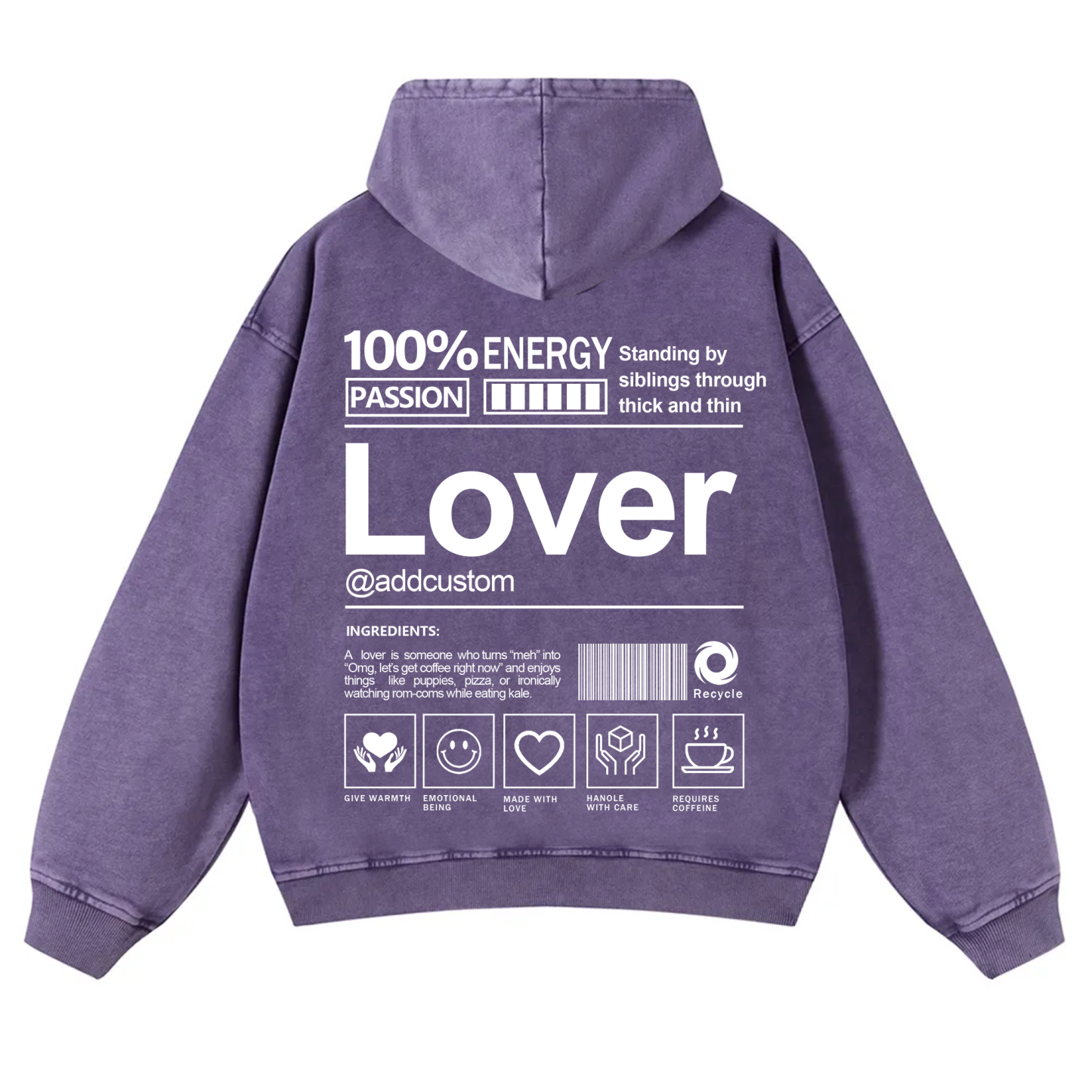 Lover Addcustom  Vintage Washed Hoodie