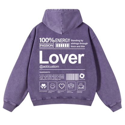 Lover Addcustom  Vintage Washed Hoodie