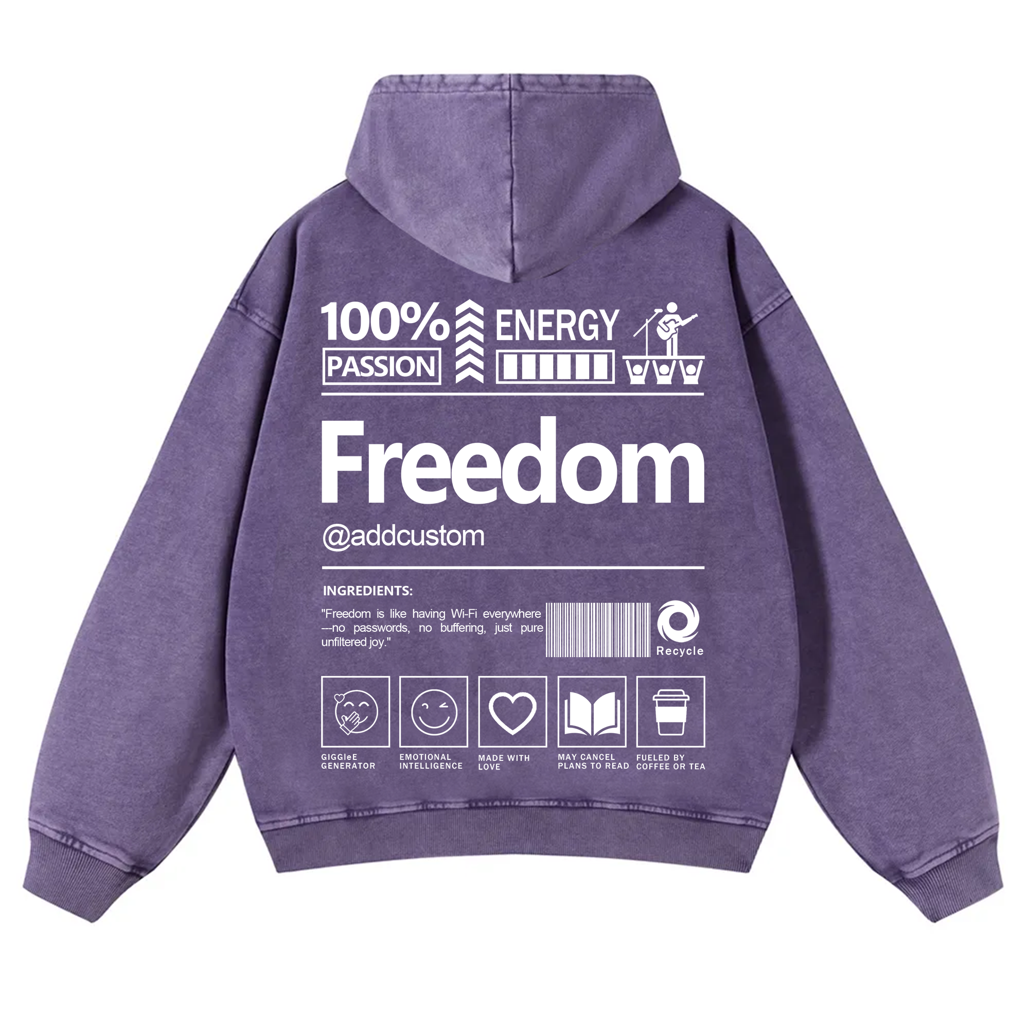 Freedom Addcustom  Vintage Washed Hoodie