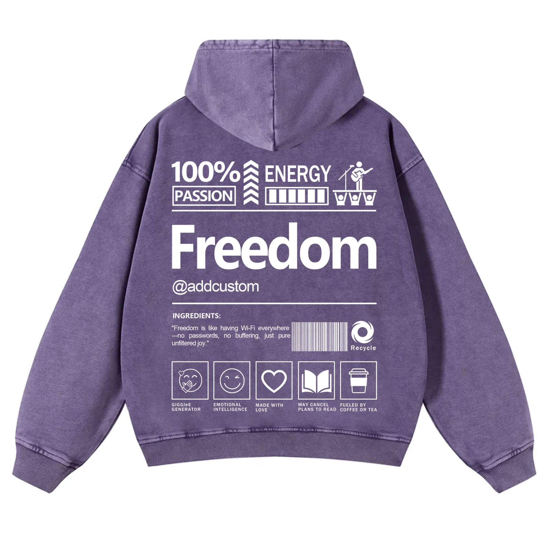Freedom Addcustom  Vintage Washed Hoodie
