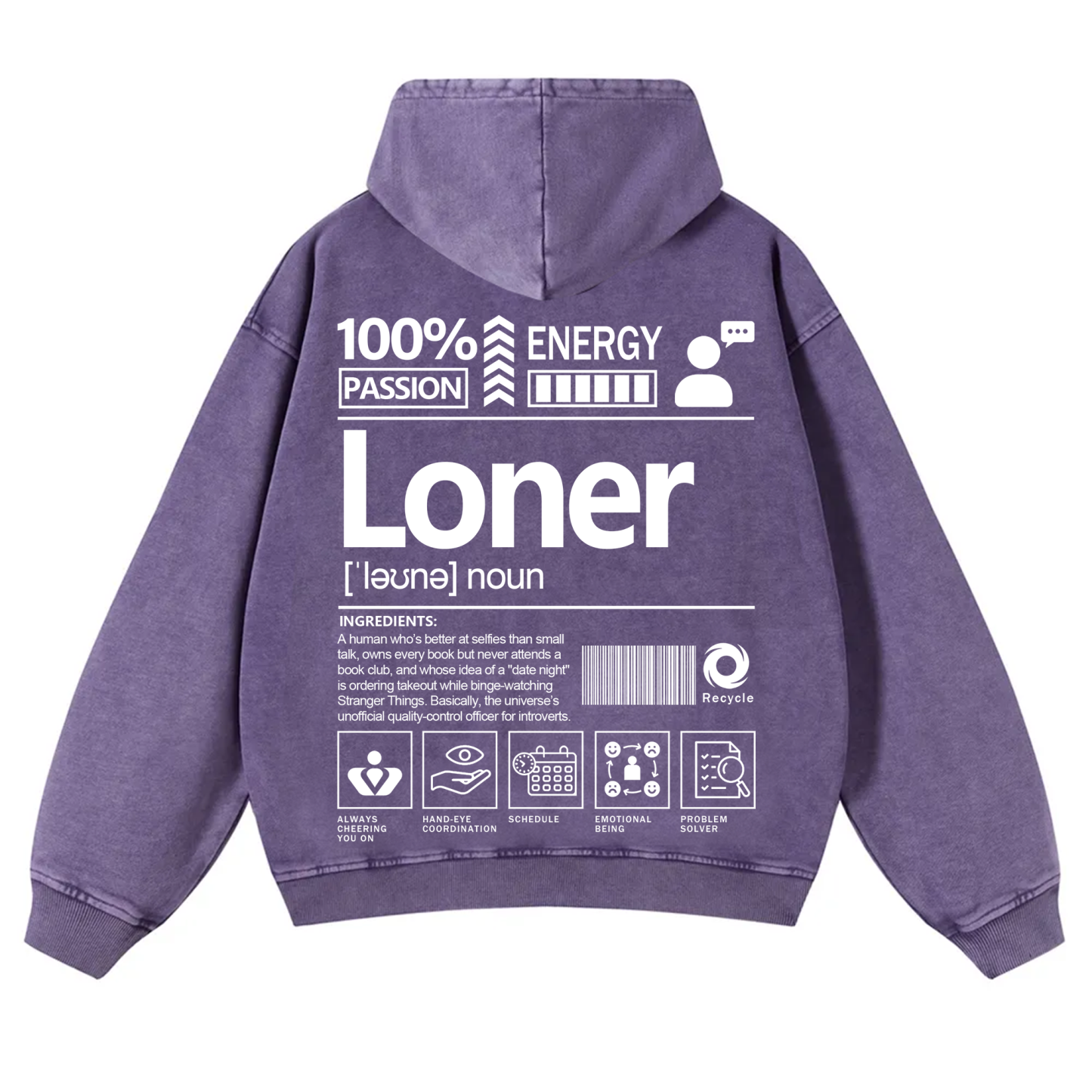 Loner Unisex Fit Vintage Washed Hoodie