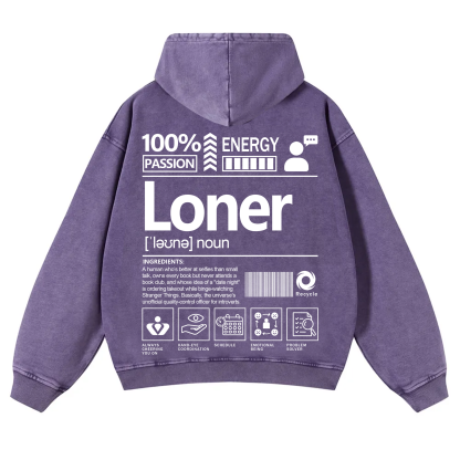 Loner Unisex Fit Vintage Washed Hoodie