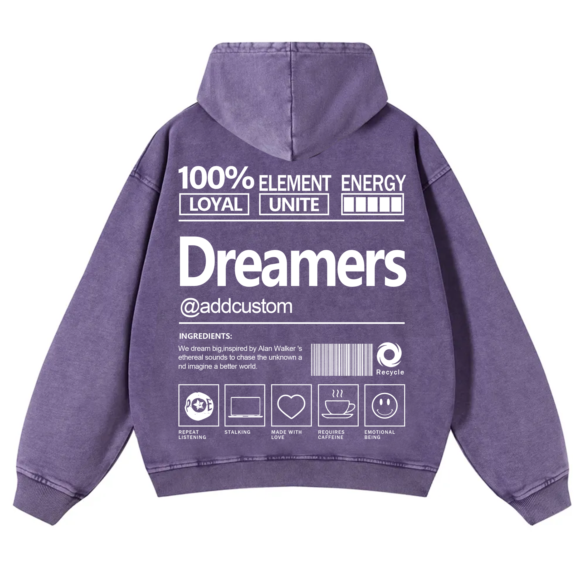 Dreamers Addcustom Unisex Fit Vintage Washed Hoodie