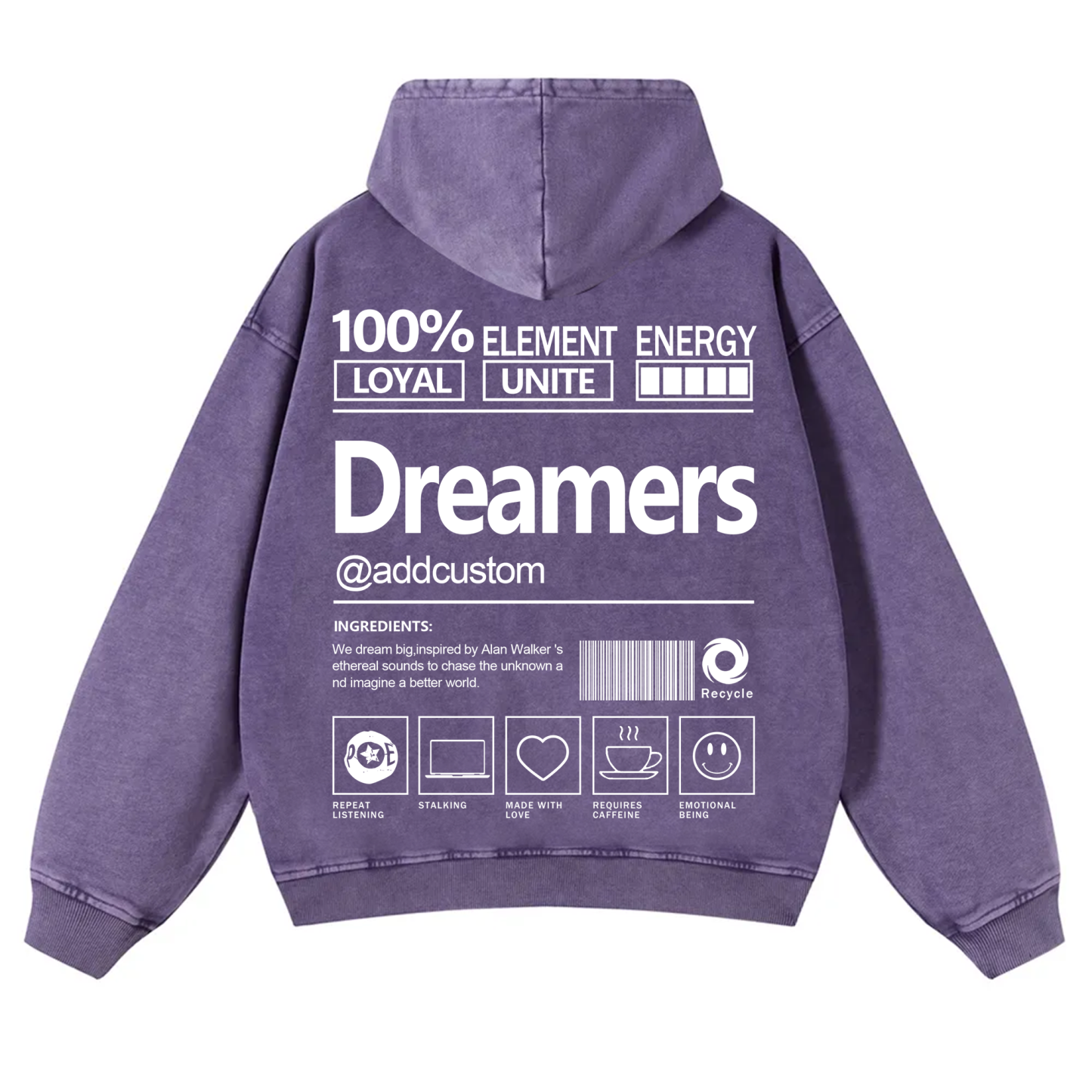 Dreamers Addcustom Unisex Fit Vintage Washed Hoodie