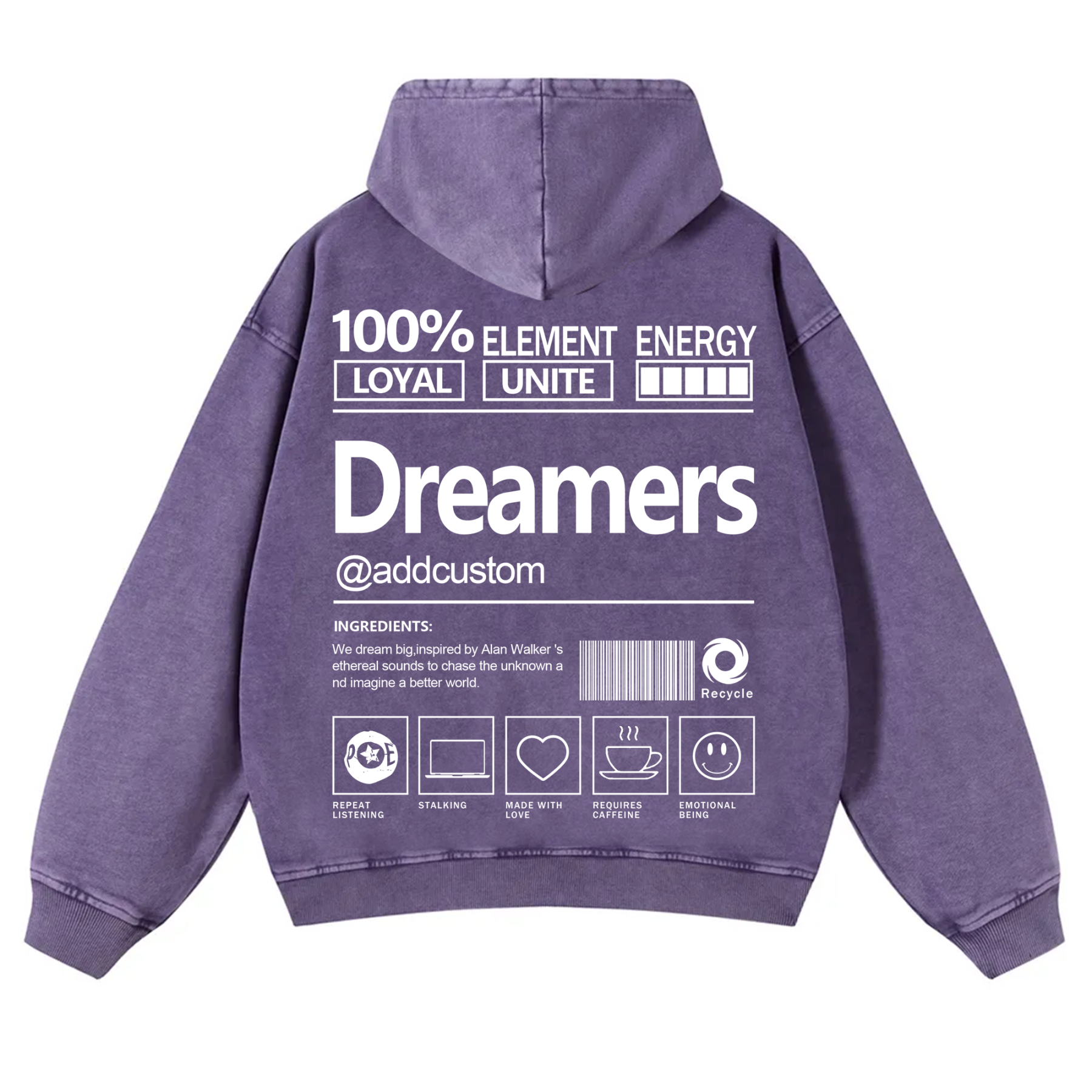 Dreamers Addcustom Unisex Fit Vintage Washed Hoodie