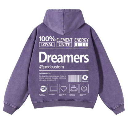 Dreamers Addcustom Unisex Fit Vintage Washed Hoodie